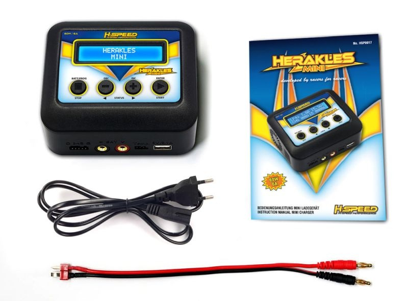 Preview: H-SPEED Herakles MINI AC Ladegerät 60W nP1025 LiPo, LiHV, LiFe, LiIon 2-4s, NiMH/NiCd 6-8s
