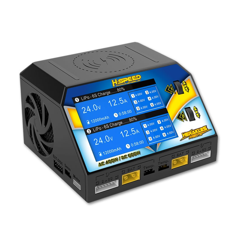 H-SPEED  Herakles NEO V2.0 Dual-Ladegerät AC400W / DC600W LiPo, LiHV, LiFe, LiIon 1-6s, NiMH/NiCd 1-16s
