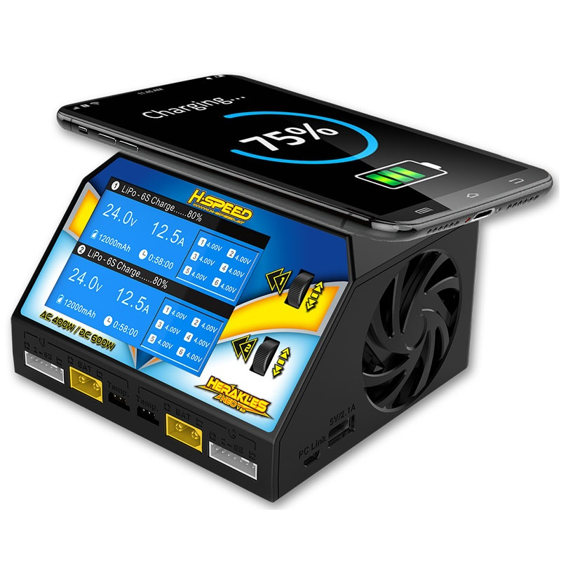 Preview: H-SPEED  Herakles NEO V2.0 Dual-Ladegerät AC400W / DC600W LiPo, LiHV, LiFe, LiIon 1-6s, NiMH/NiCd 1-16s