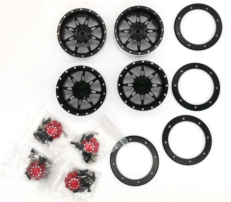 1.9" Aluminum Beadlock Crawler Wheels 4pcs - Strong -Black