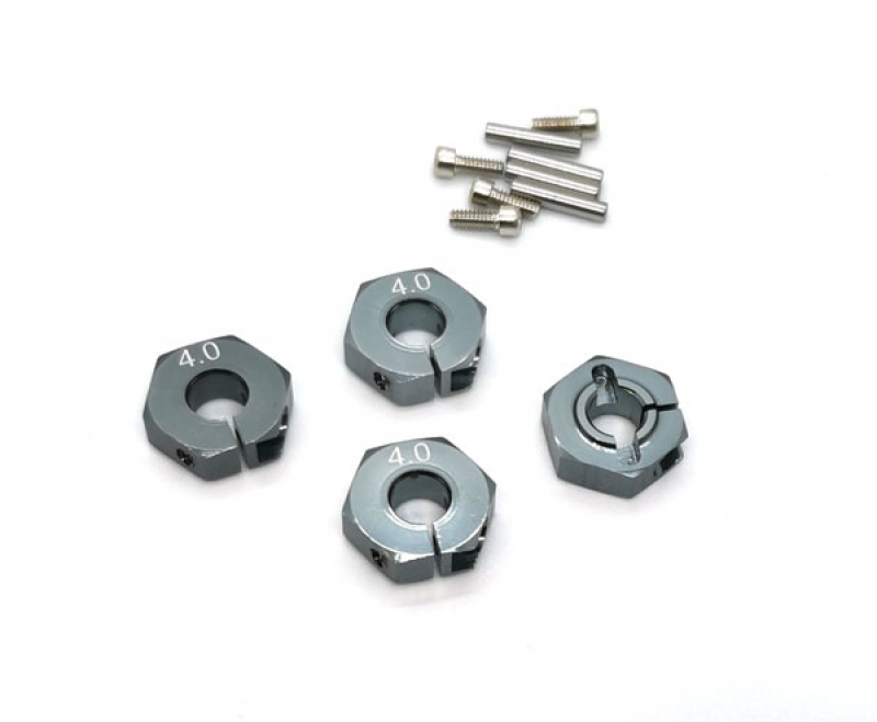 12x4mm Aluminium Radmitnehmer Set für 1/10 - Grau