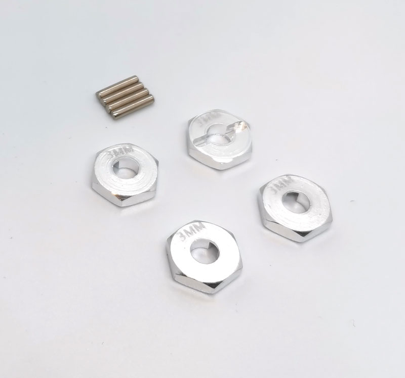 12x3mm Aluminium Radmitnehmer Set für 1/10 - Silber