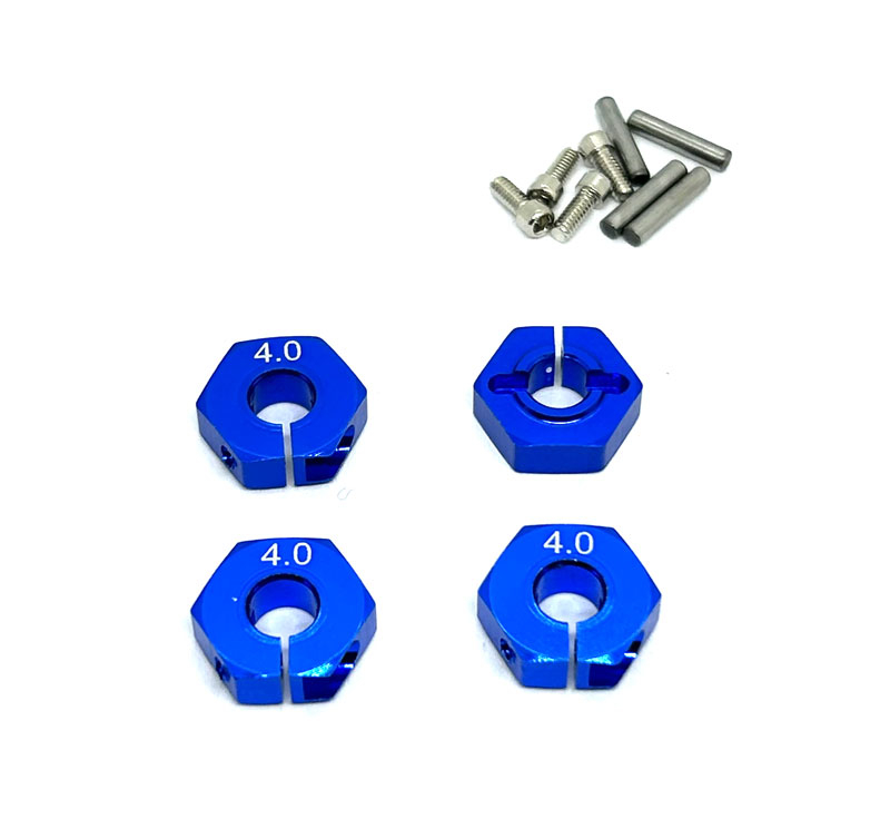 12x4mm Aluminium Radmitnehmer Set für 1/10 - Dunkelblau