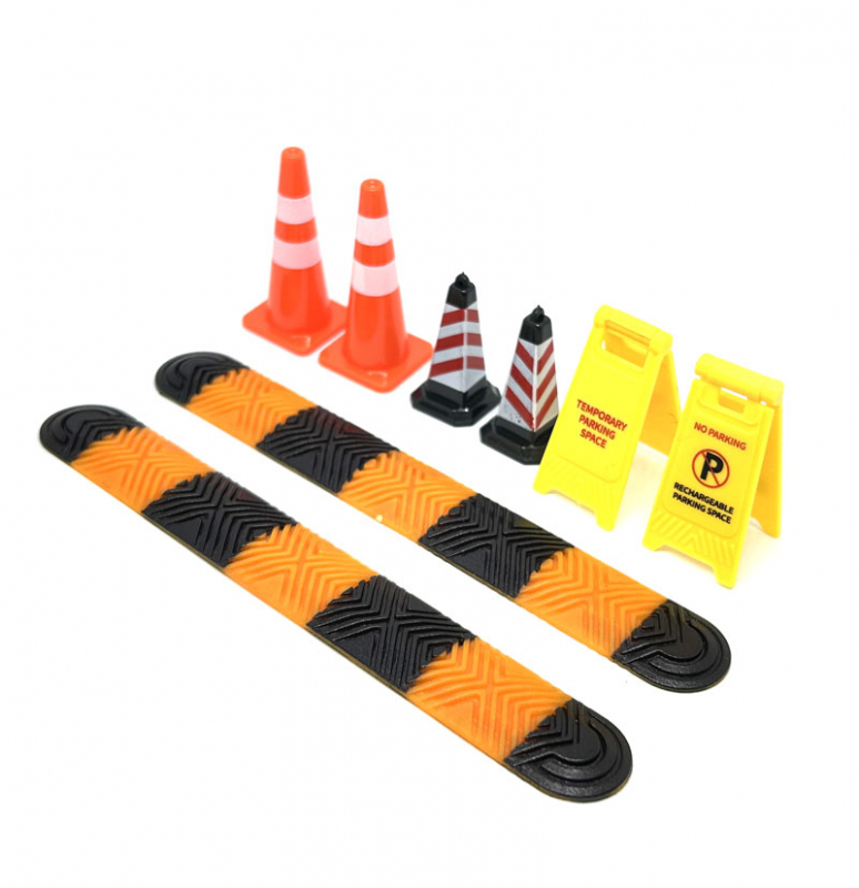 RC Car Speed Bump Traffic Signs Roadblock Decoration for 1/18 TRX4M,  1/24  SCX24,  FCX24