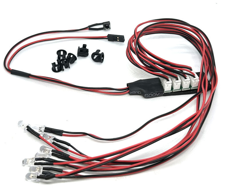 LED RC lights, 8 lamps with socket - 7 different modes