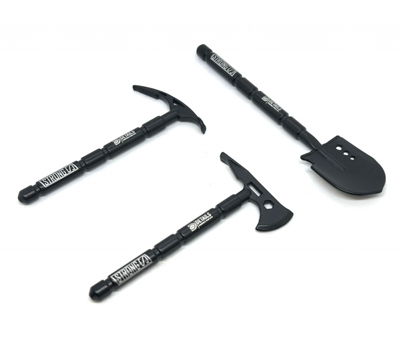 Metall Werkzeugset mit Schaufel, Axt und Spitzhacke für 1/10 RC-Autos (3-teilig)