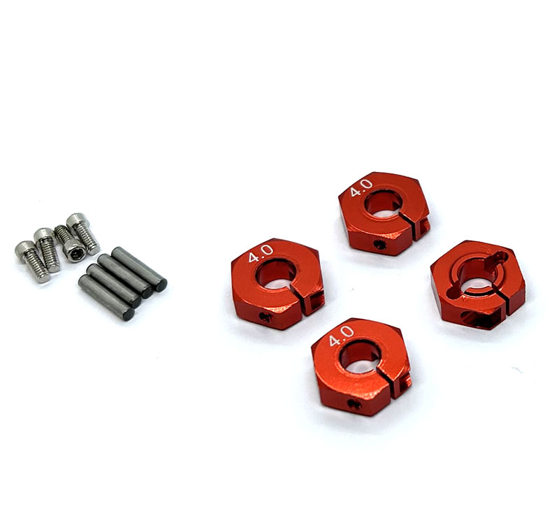 12x4mm aluminum wheel hub set for 1/10 - Red