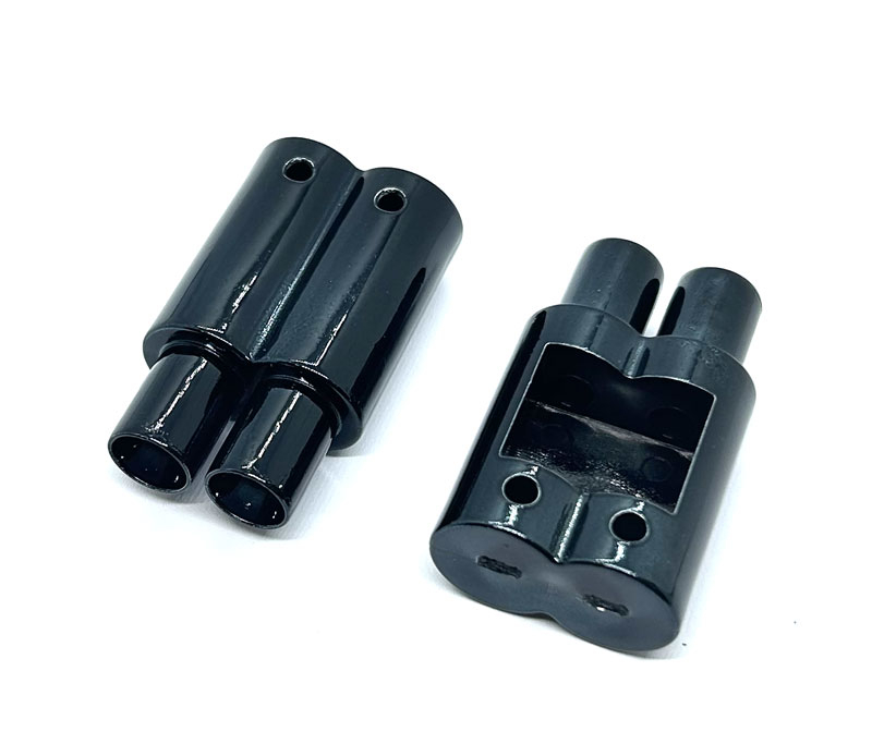 Double exhaust set 2x round black for 1/10 Onroad