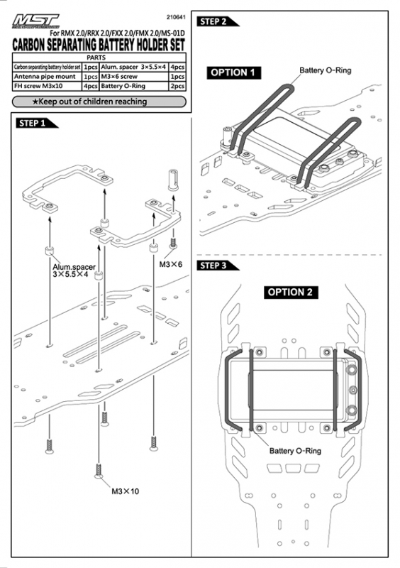 MST Carbon separating battery holder set