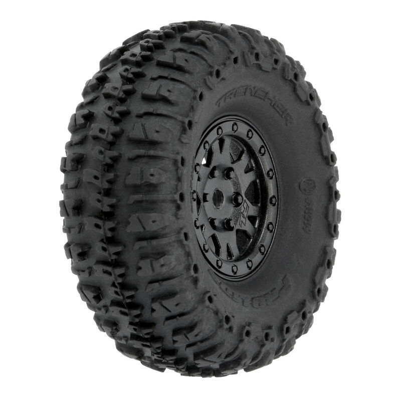 Proline 1/24 Trencher Fr/Rr 1.0" Tires Mounted 7mm Black Impulse (4): SCX24