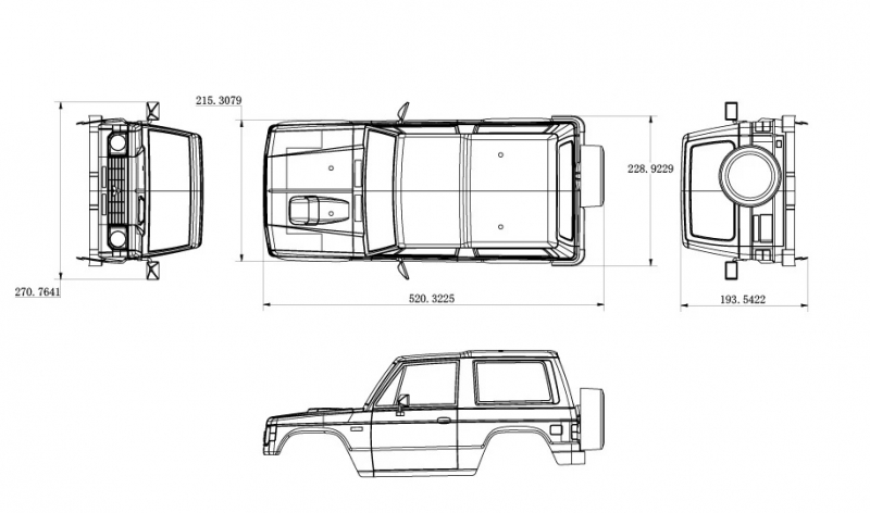 Carisma RC - SCA-1E PAJERO XL-W CLEAR BODY SET 313mm WB