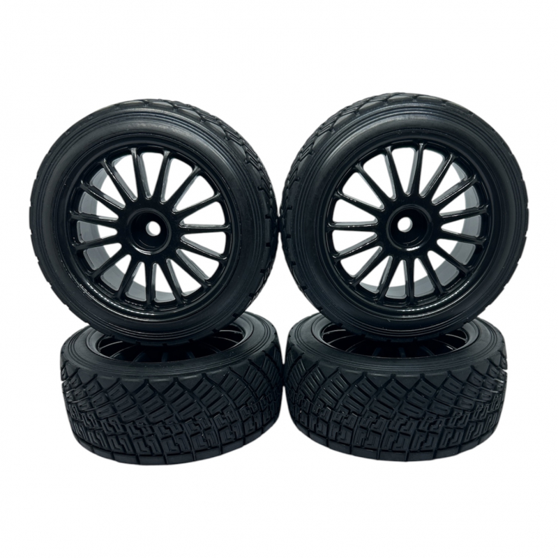 1/10 Buggy Felgen/Reifenset „Flower Line“ Schwarz (4 Stück)