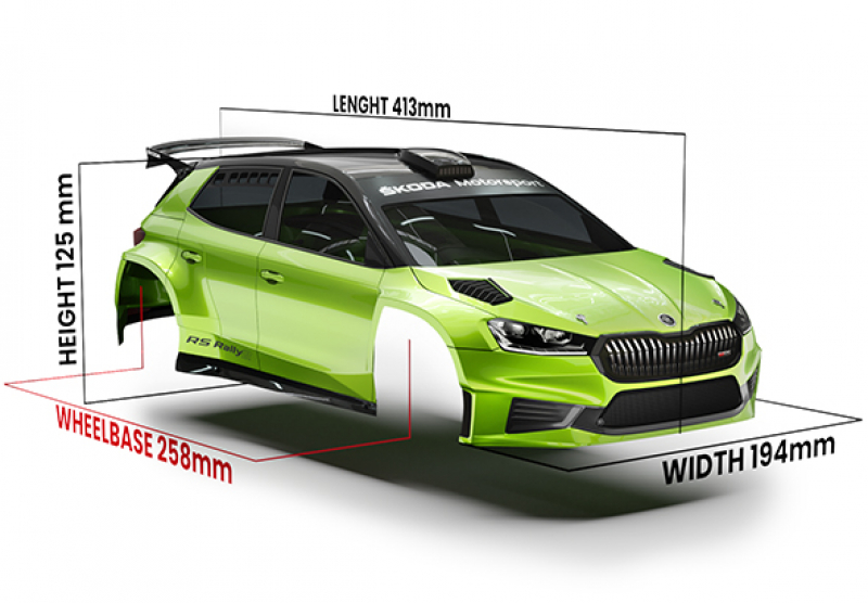 Bittydesign SKODA Fabia RS Rally2 1/10 190mm rally clear body, Hard 1,2mm (wing included)