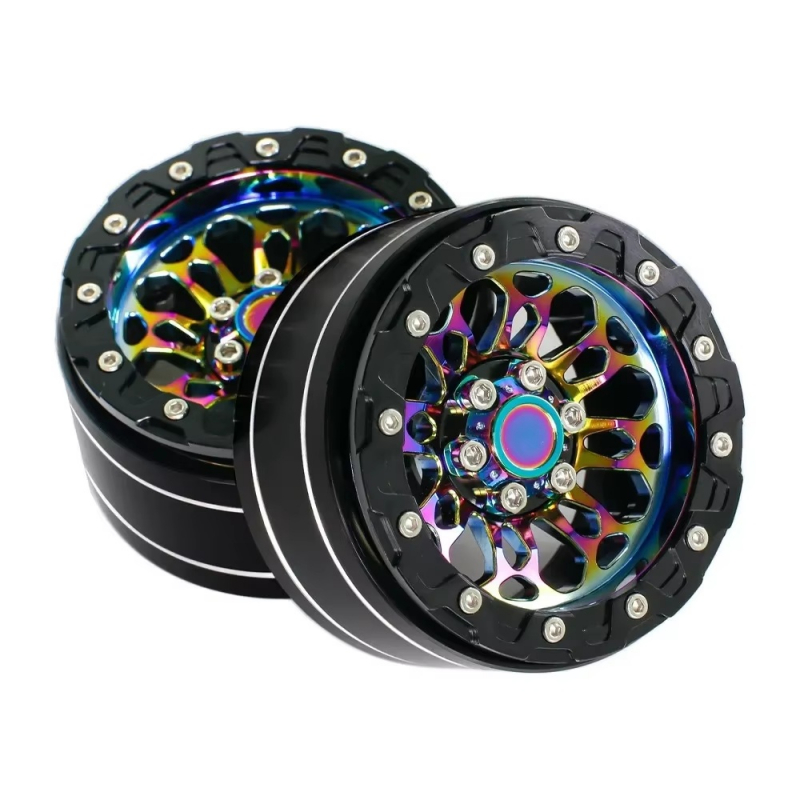 Preview: 2.2" Beadlock Felge für Crawler in Regenbogenfarben aus Aluminium (4 Stück)