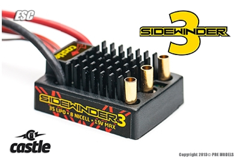 Castle SV-3 Sidewinder 1/10 Sport Brushless/Brushed Car Regler Wasserdicht 2-3S