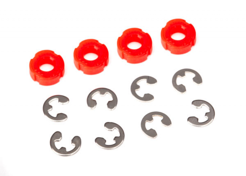 Traxxas  Piston, damper (red) (4)/ e-clips (8) TRX-4