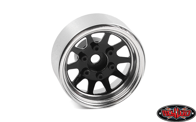 RC4WD OEM 6-Lug Stamped Steel 1.55" Beadlock Felgen (Black and Chrome)(4)