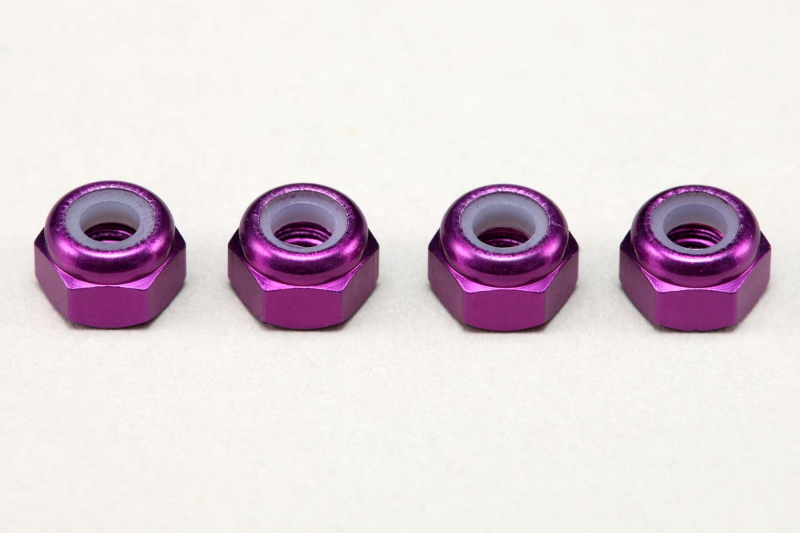 Yokomo Aluminium 3mm Nylon Stoppmuttern, Purple (4 Stück)