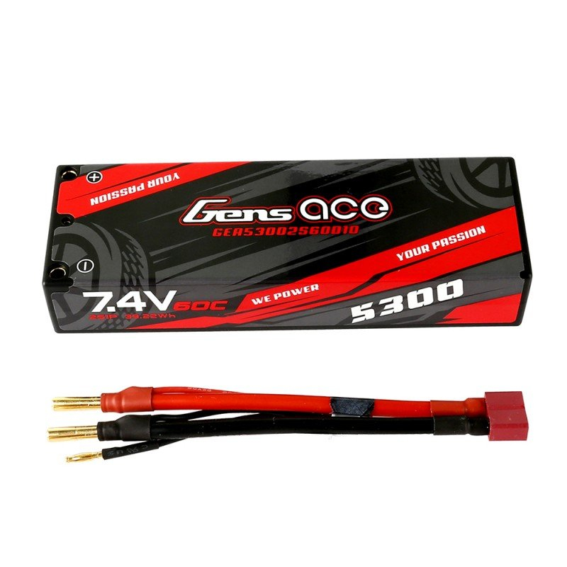 Gens ace 5300mAh 2S 7.4V 60C HardCase Lipo Akku mit T-Stecker