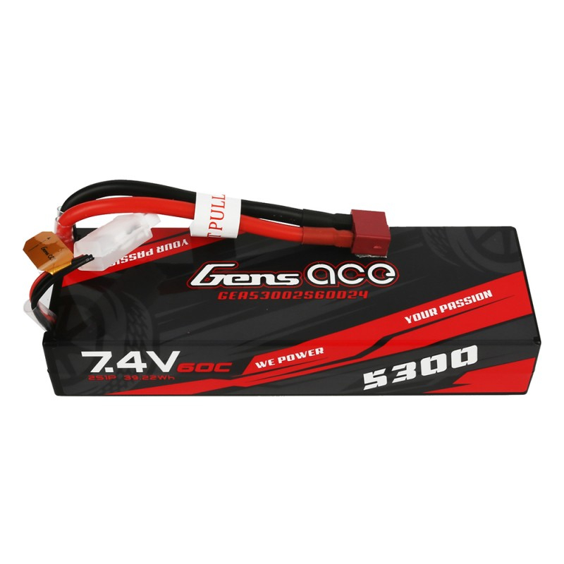 Gens ace 5300mAh 7.4V 2S1P 60C Car Lipo Akku Pack Hardcase mit T-Stecker