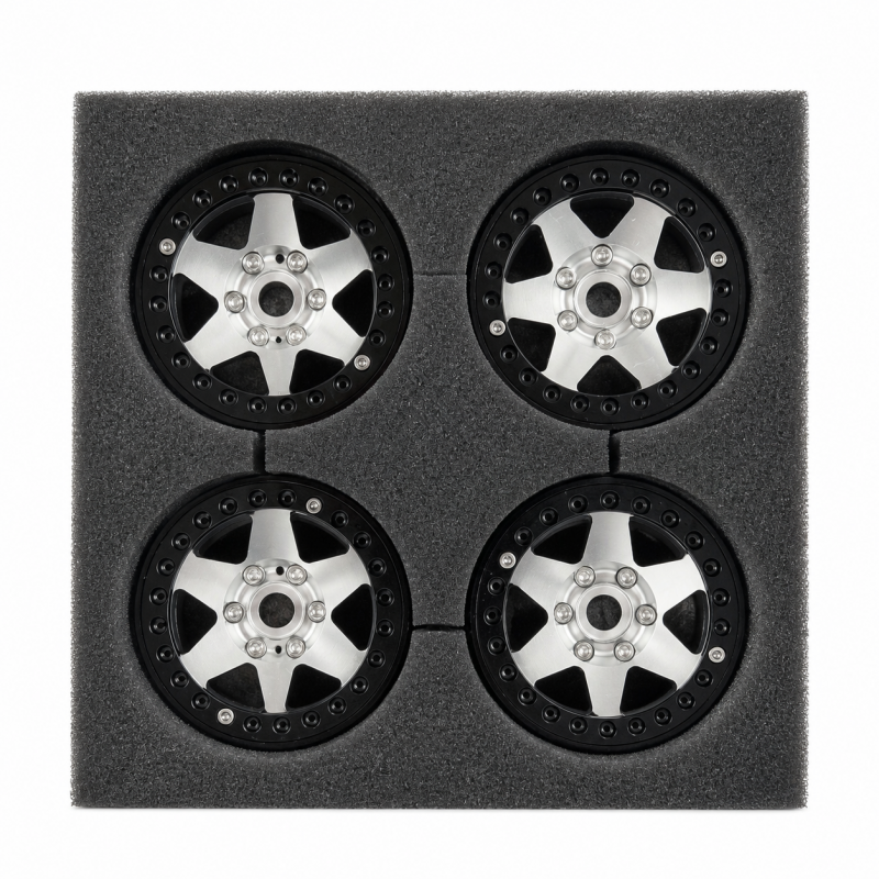 Preview: 1.9" Aluminium Beadlock Crawler Felgen, 4 Stück - 6Stars-Stil