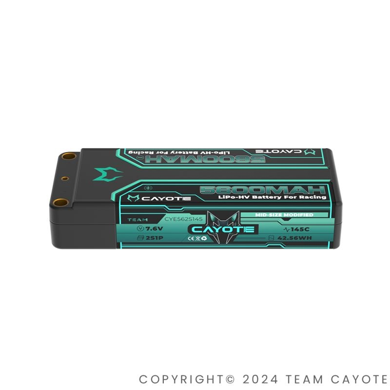 Preview: CAYOTE Racing Lipo Battery, 145C, 5600mAh, 2S1P, 7.6V, 42.56Wh CAYOTE (114x47x20mm, 201g)