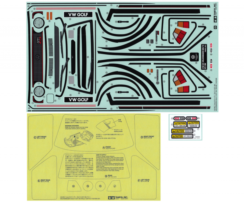 Tamiya Aufkleber Golf II GTI 16V Straßenversion