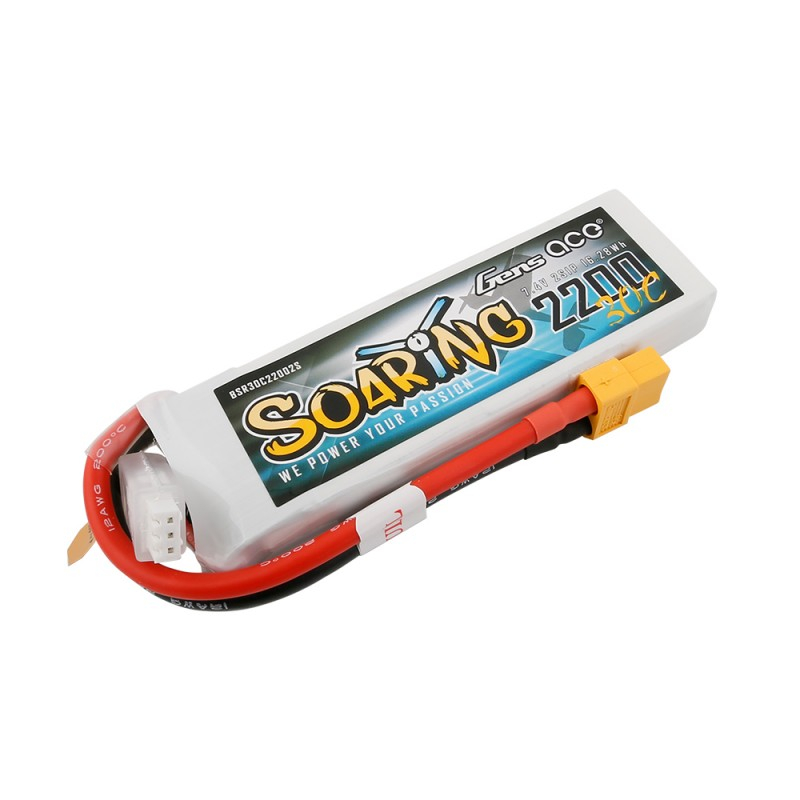 Gens ace Soaring 2200mAh 7.4V 30C 2S1P Lipo Battery Pack with XT60 plug