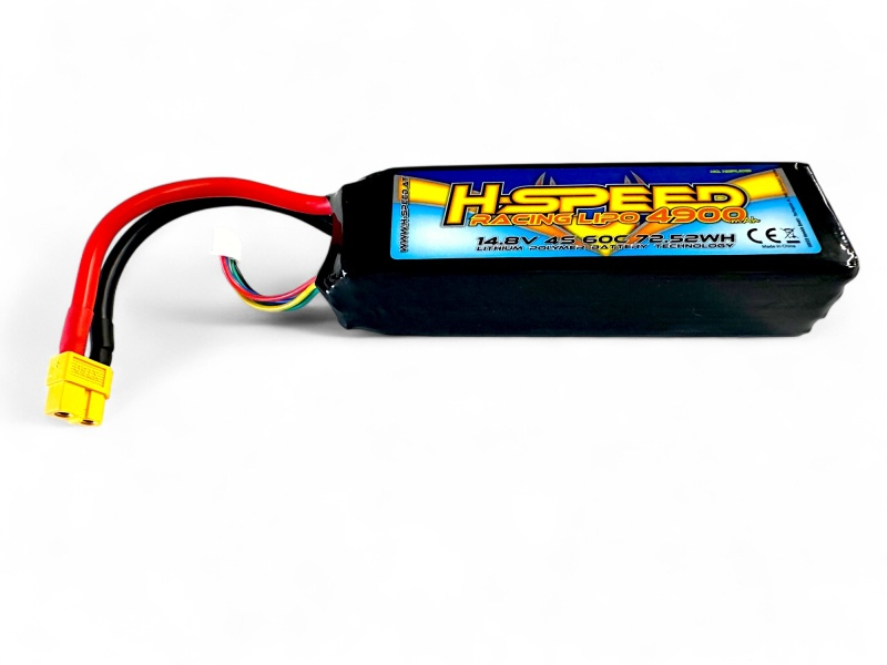 Preview: H-SPEED LiPo 4900mAh 14.8V 60C Akku Softcase H-SPEED mit XT60-Stecker und XH