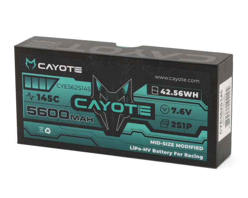 Preview: CAYOTE Racing Lipo Battery, 145C, 5600mAh, 2S1P, 7.6V, 42.56Wh CAYOTE (114x47x20mm, 201g)