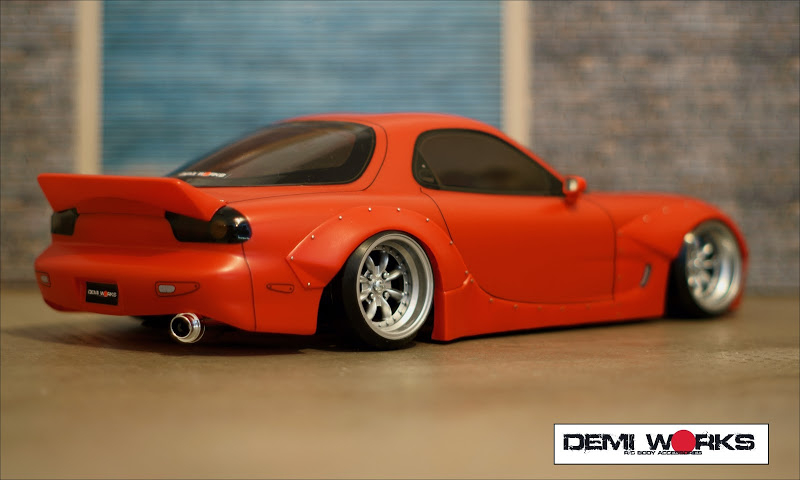 Kayhobbis Onlineshop for RC Cars Drift Crawler Demi Works Mazda RX7  RB Set A wing+front bumper) Rocket Bunny