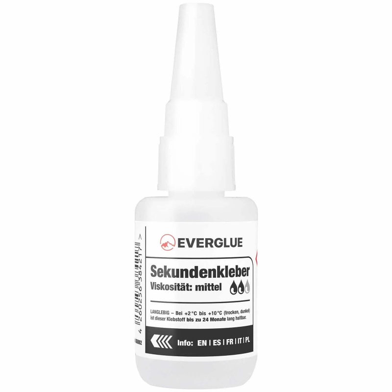 Everglue super glue cyanoacrylate medium viscosity extra long storable 20g dosing bottle