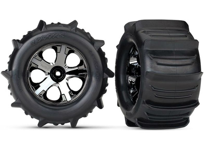 Traxxas Paddle-Reifen auf All-Star 2.8 Felge chrom-schwarz (2) Nitro hinten / Elektro vorne (TSM rate)