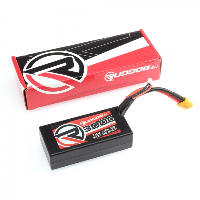 Ruddog 3000mAh 50C 7.4V LiPo Short Stick Pack Battery with XT60 Plug