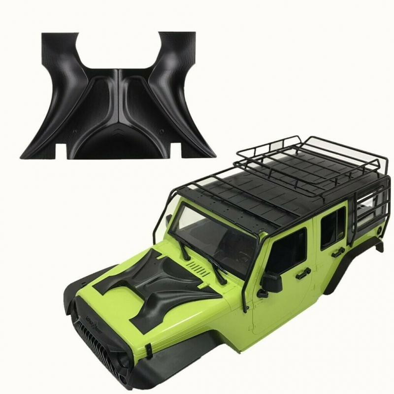 Plastic Devil Horn Engine Cover Black For Axial SCX10 Jeep Wrangler Body