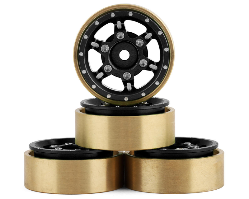 Samix SCX24 Aluminum & Brass Adjustable Offset 1.0 Beadlock Wheels (Black) (4)