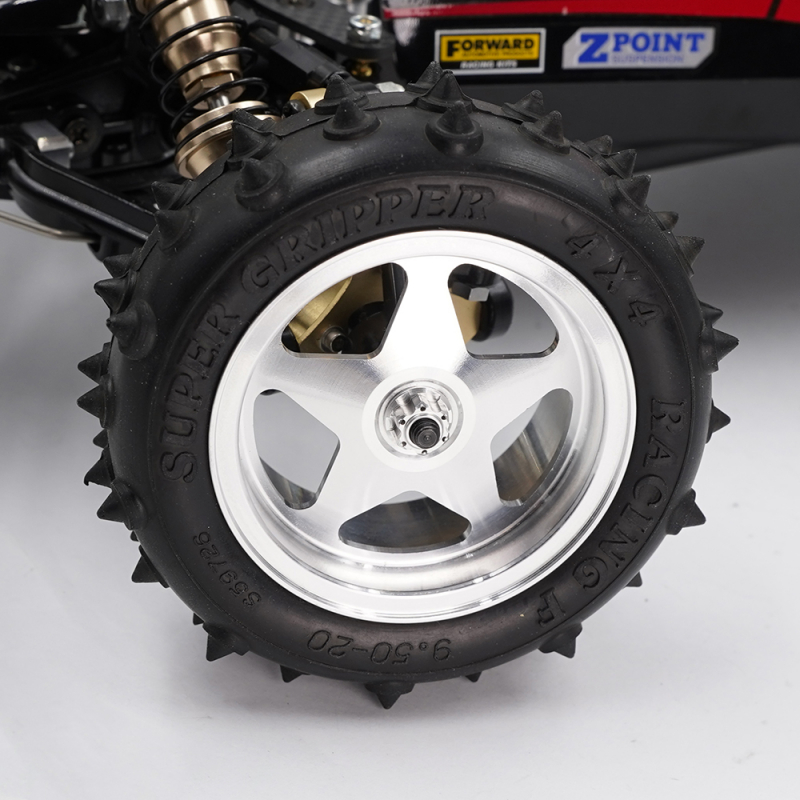 Aluminum CNC 5 Spoke Rim Set Silver For Tamiya 4WD Buggy