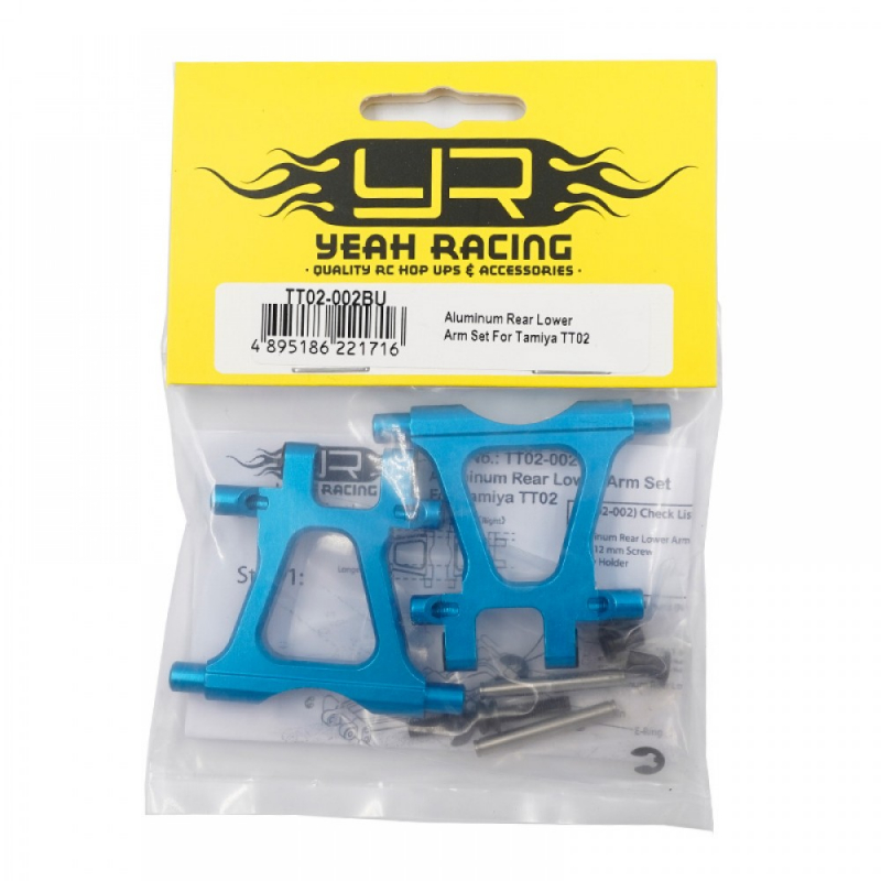 Yeah Racing Aluminum Rear Lower Arm Set blue For Tamiya TT02