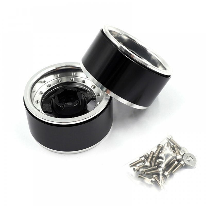 Yeah Racing 1.9 Aluminum CNC 5 Spoke w/ Graphite Beadlock Rim 2pcs Silver