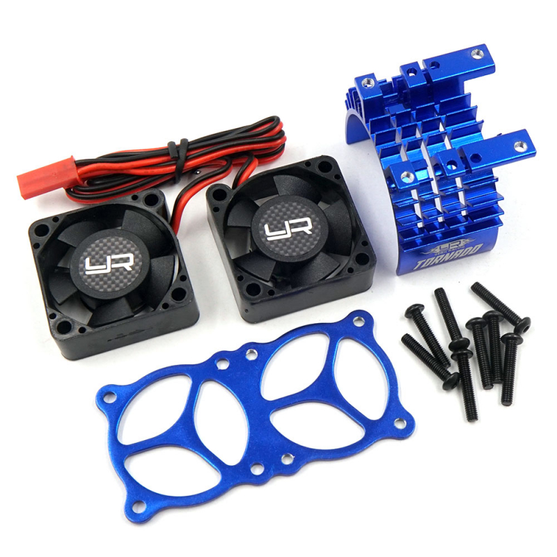 Aluminium Motorkühlkörper mit Twin Tornado High Speed Fans für 540/550 Motoren (Blau)