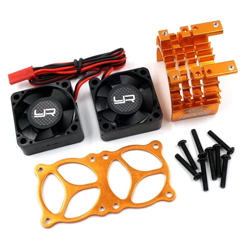 Aluminium Motorkühlkörper mit Twin Tornado High Speed Fans für 540/550 Motoren (Orange)