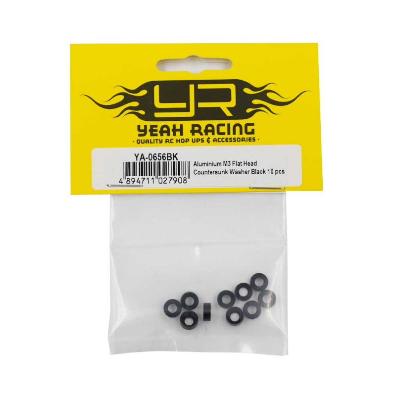 Yeah Racing Aluminum M3 Flat Head Countersunk Washer Black 10 pcs