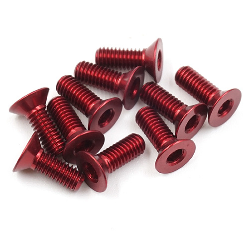 Senkkopfschraube rot 7075 Aluminium 3x8mm (10)