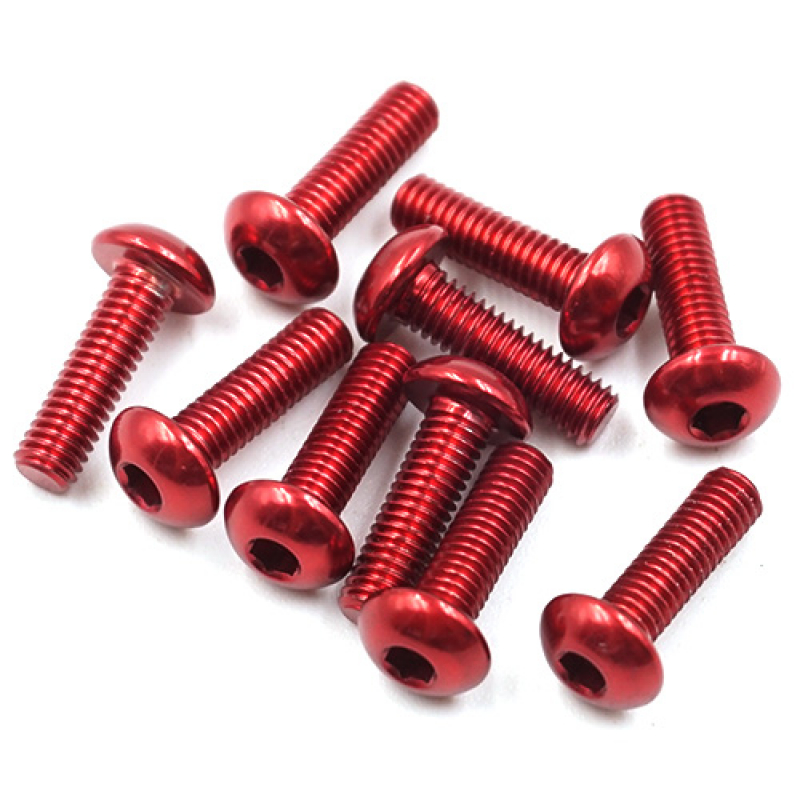 Linsenkopfschraube rot 7075 Aluminium 3x10mm (10)