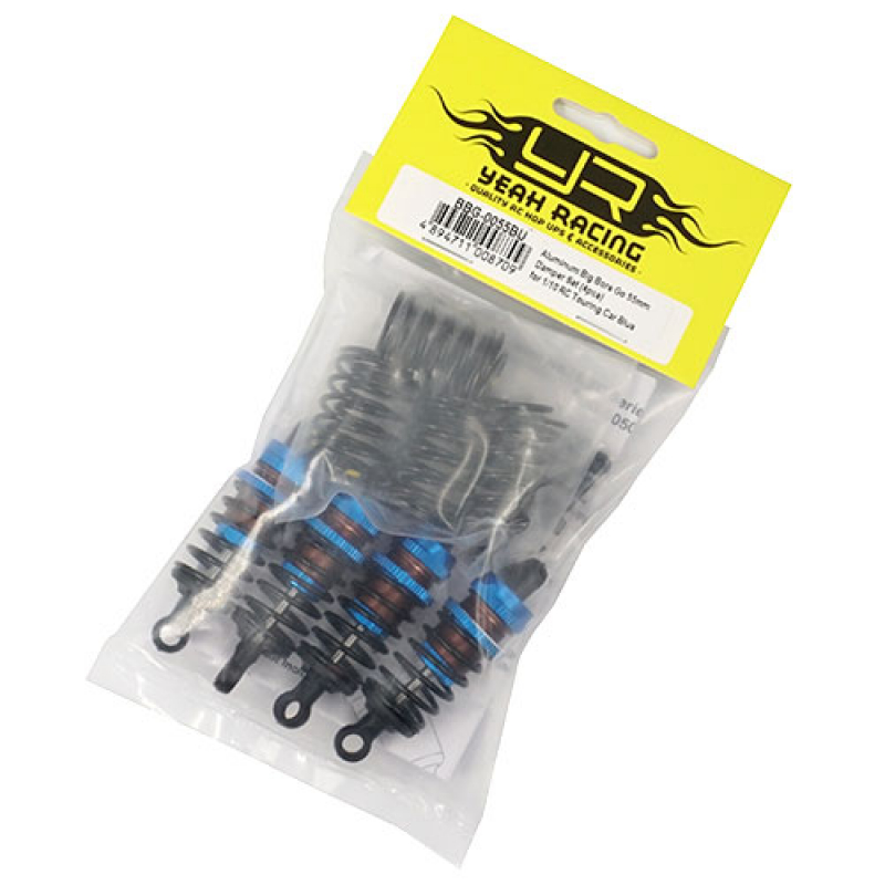 Yeah Racing 55mm Aluminium Big Bore Go Dämpfer Set für 1/10 (Blau)