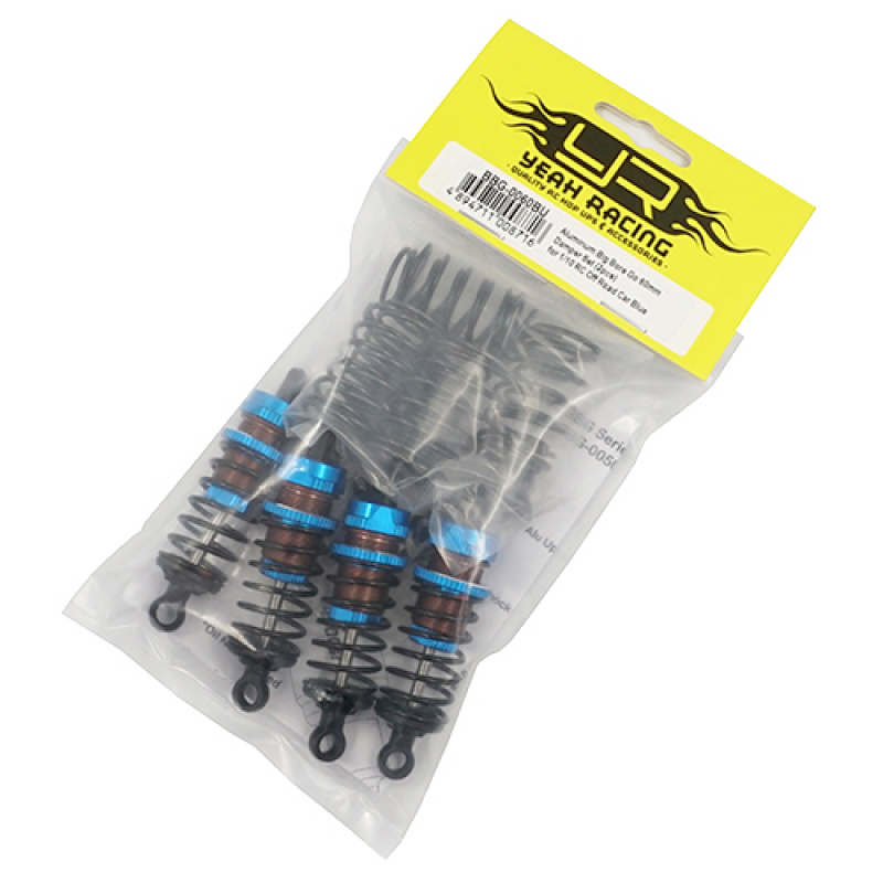 Yeah Racing 60mm Aluminium Big Bore Go Dämpfer Set für 1/10 (Blau)