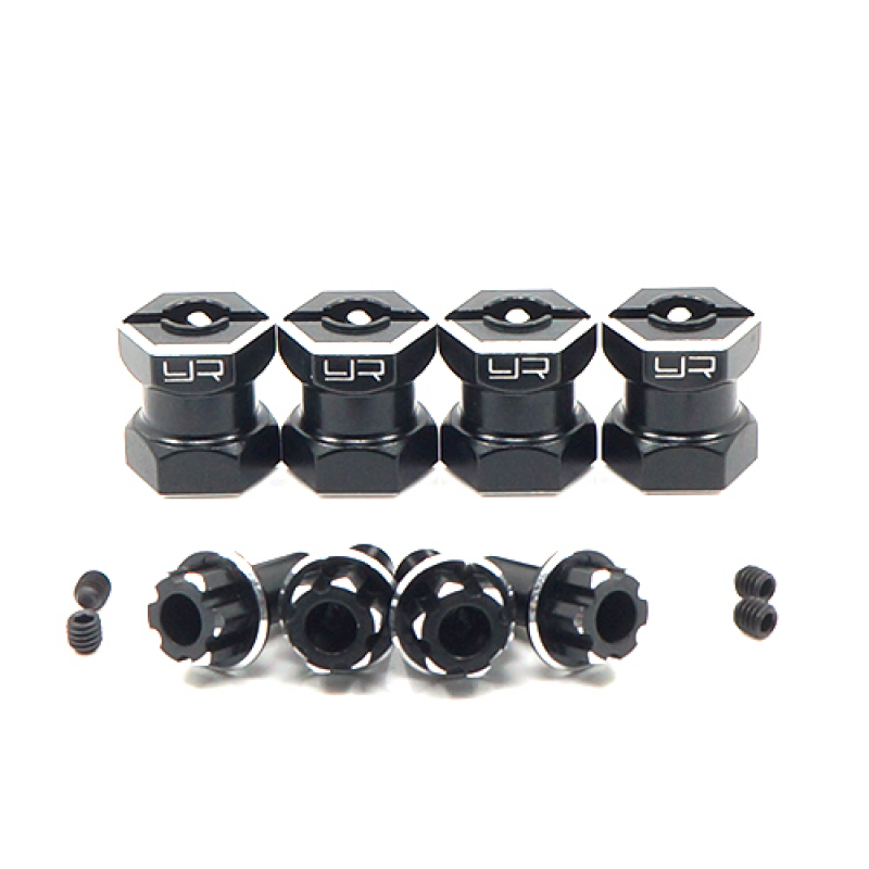 Aluminium 12mm-Sechskant Radmitnehmer Set für Crawler 15mm Offset (schwarz)