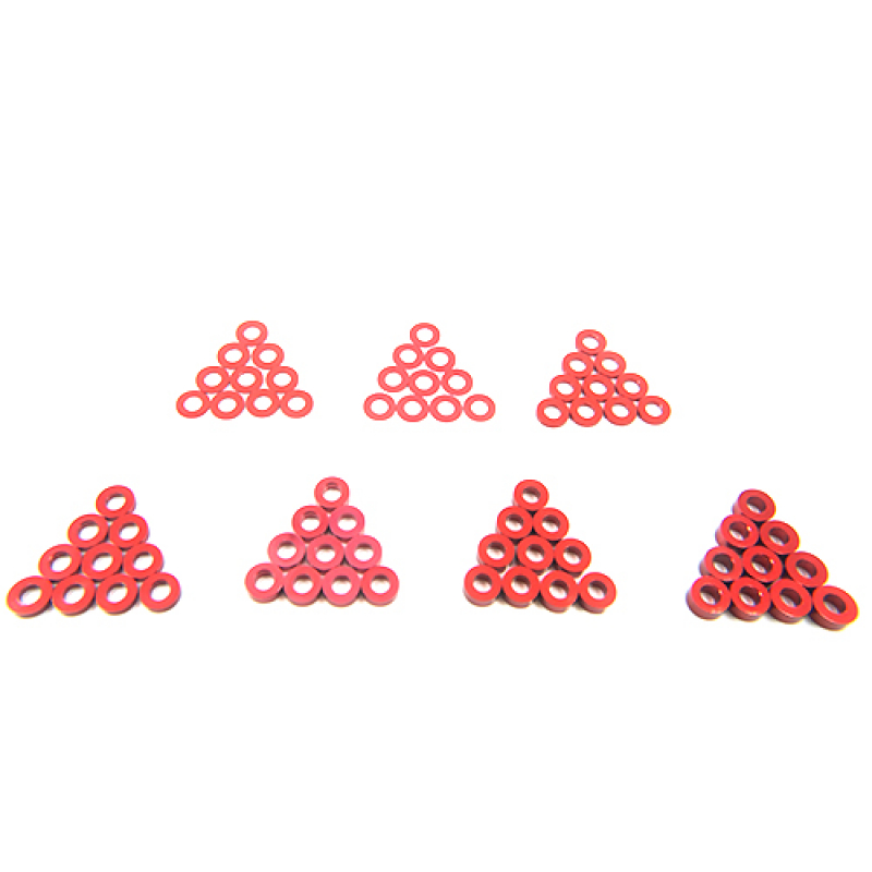 Yeah Racing Aluminum M3 Flat Washer 0.25 / 0.5 / 1 / 1.5 / 2 / 2.5 / 3mm 10pcs Set Red