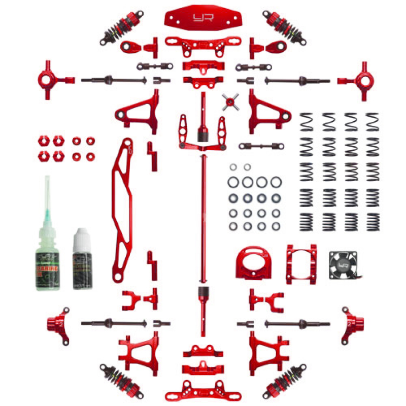 Yeah Racing Aluminium Conversion Kit für Tamiya TT02 (rot)