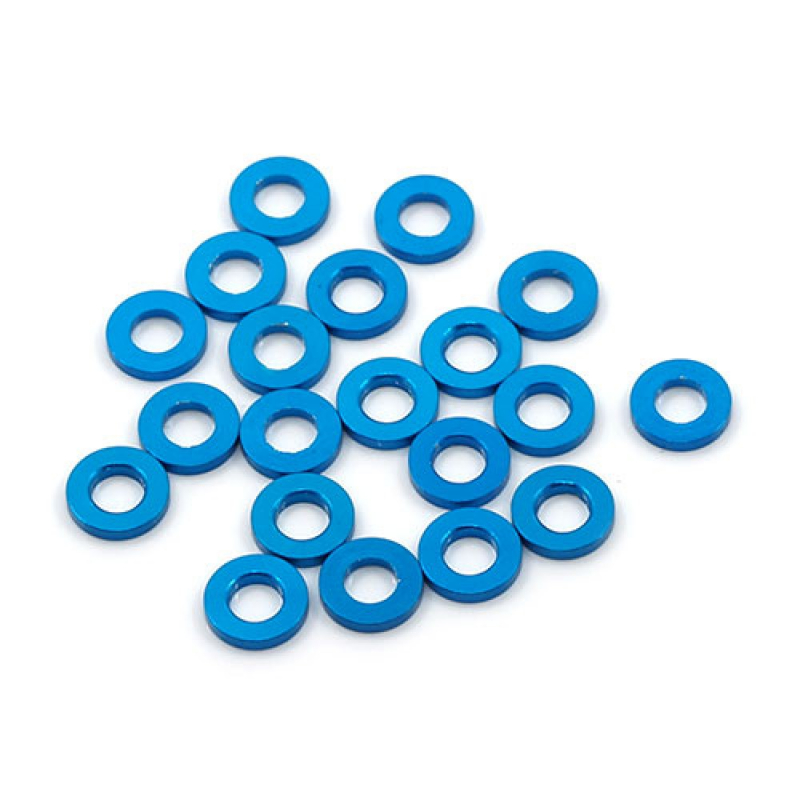 Yeah Racing Aluminum M3 Flat Washer 0.25mm 20pcs Blue